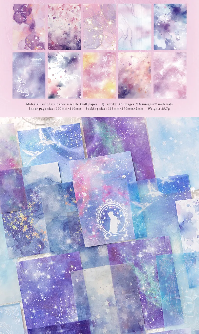 20 Stück/Lot Vintage bunte Ombre-Dekorpapiere, für Handarbeiten und Scrapbook-Dekoration – Detail 8