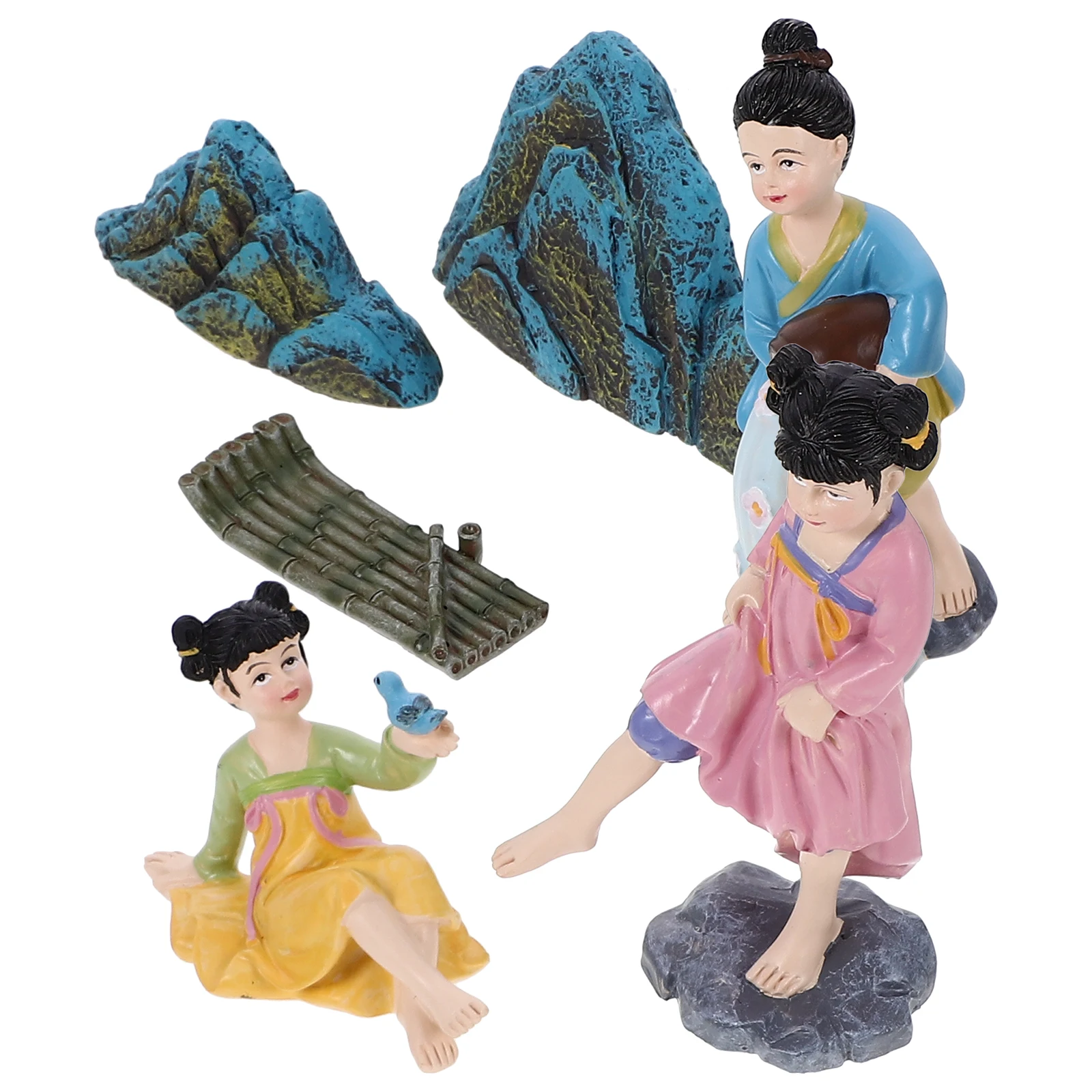 

1 Set Of Unique Chinese Style Resin Doll Figurine Desk Decoration Creative Gift Collection