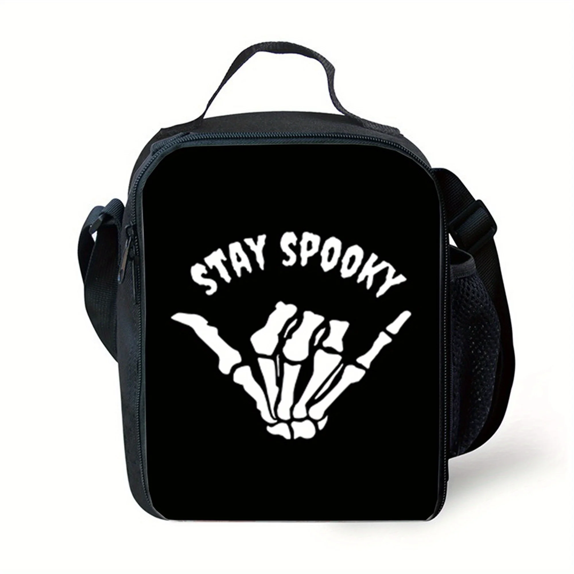 Skull Finger Pattern Lunch Bag Fashion Thermal Insulation Bag Large-capacity Outdoor Picnic Bag Practical Back-to-school Gift