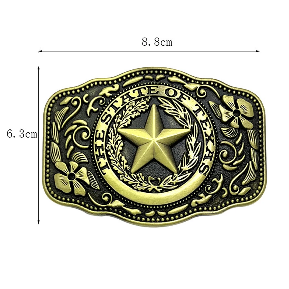 Zinc Alloy Metal Pentagram Belt Buckle para homens, vaqueiros ocidentais, 3,8 cm