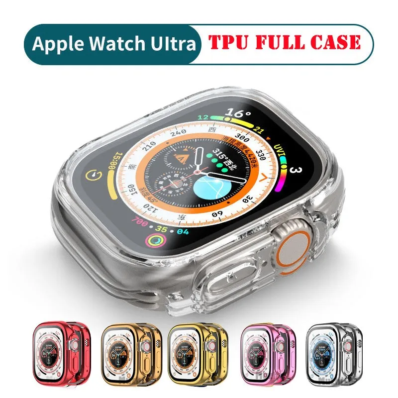 TPU pełna pokrywa dla Apple Watch Ultra Case 49mm 42mm 44mm 40mm 38mm osłona ekranu iWatch seria 8 7 6 5 4 3 SE obudowy 45mm 41mm