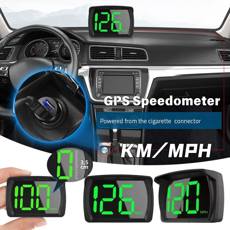 Smart Car Digital GPS HUD Speedometer HD LED Screen KM MPH Speed Meter Universal Auto Dashboard Overspeed Alert Device
