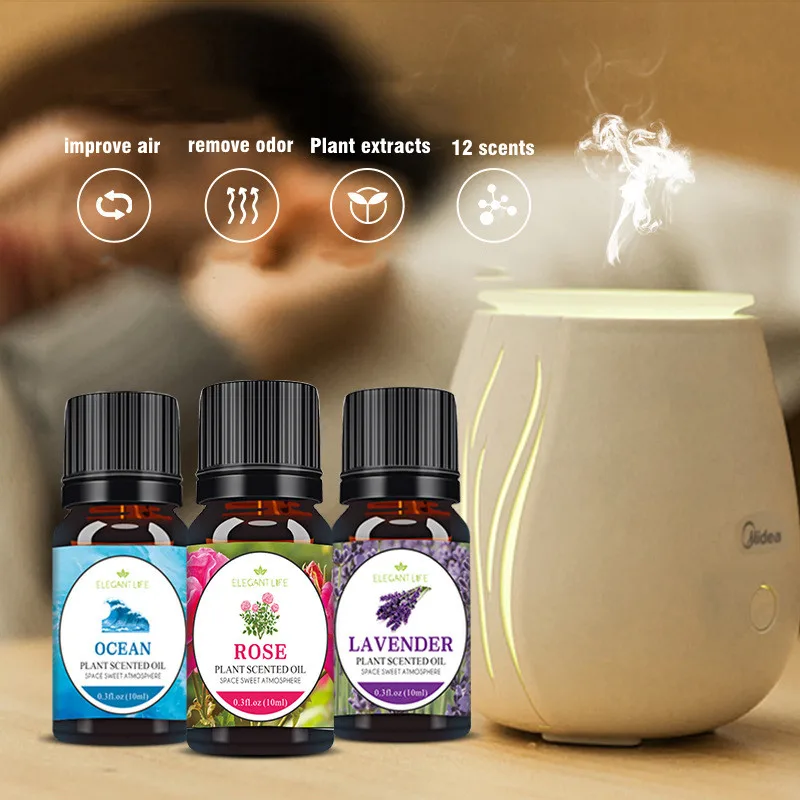 10ml Essential Oils Top 12 Pure Aromatherapy Oils, Scents for Humidifier, Diffuser, Massage, Making, Skin & Hair Care, Tea Tree