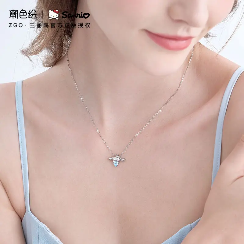 

Genuine Tide Painted Sanrio Cinnamoroll Joint Name, Sterling Silver Necklace Gift Box