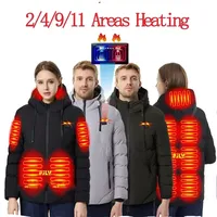 2024 Heated Jacket Men Women Winter Ski Coat Hooded USB Electrical 9 Zone Heated Clothing Waterproof Warm Thermal Jackets M-6XL