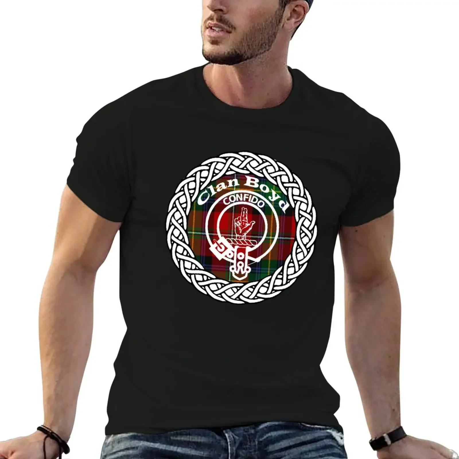 Clan Boyd surname last name tartan crest badge T-Shirt anime figures customs design your own T-shirts for men cotton