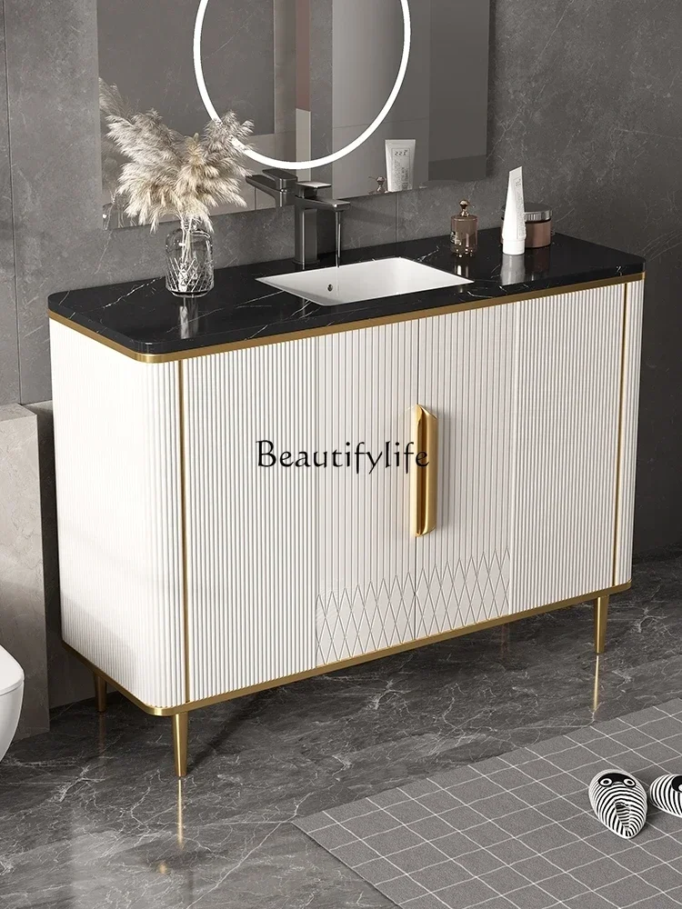 

Bathroom Cabinet Affordable Luxury Style Hand Washing Cabinet Modern Washstand Solid Wood Bathroom Storage All-in-One Cabinet