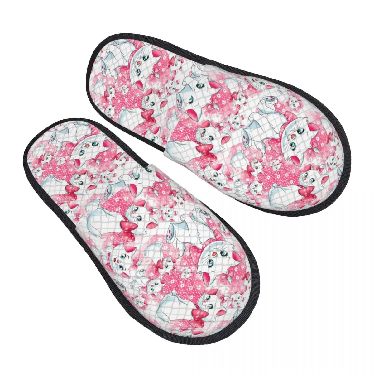 맞춤형 마리 고양이 애니메이션 패턴 아늑한 스커프, 메모리 폼 슬리퍼, 여성용 스파 하우스 신발