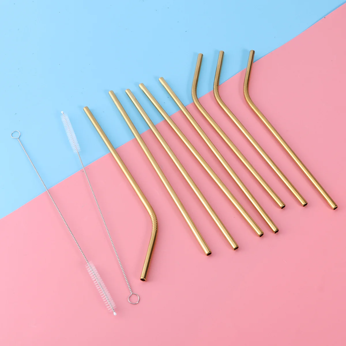 

11Pcs Stainless Steel Straw Kit Reusable Curved Straight Straws Cleaning Brushes Cloth Bag for 20oz Tumbler Cups Travel Outdoor