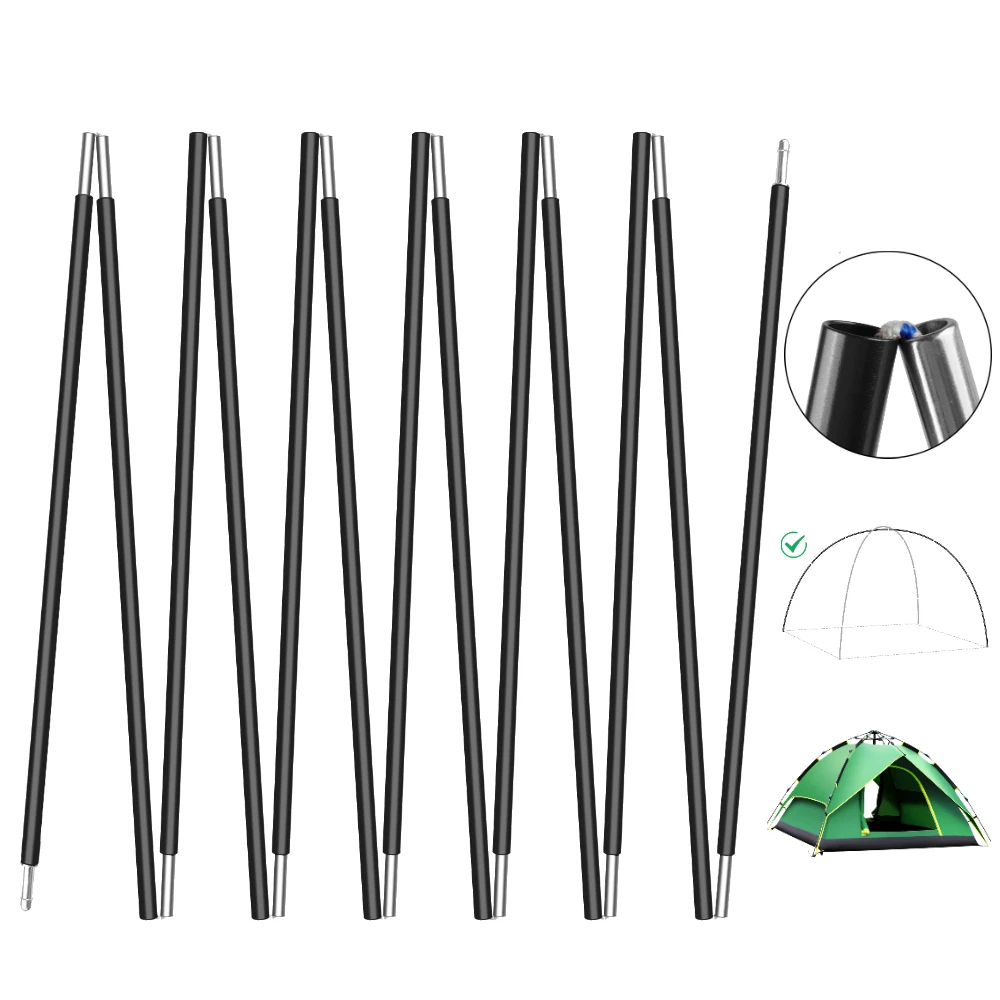Postes de tienda de campaña de aleación de aluminio, 8MM, 430CM, 360CM, ligeros y compactos, varillas para tienda de campaña, accesorios de repuesto para senderismo al aire libre