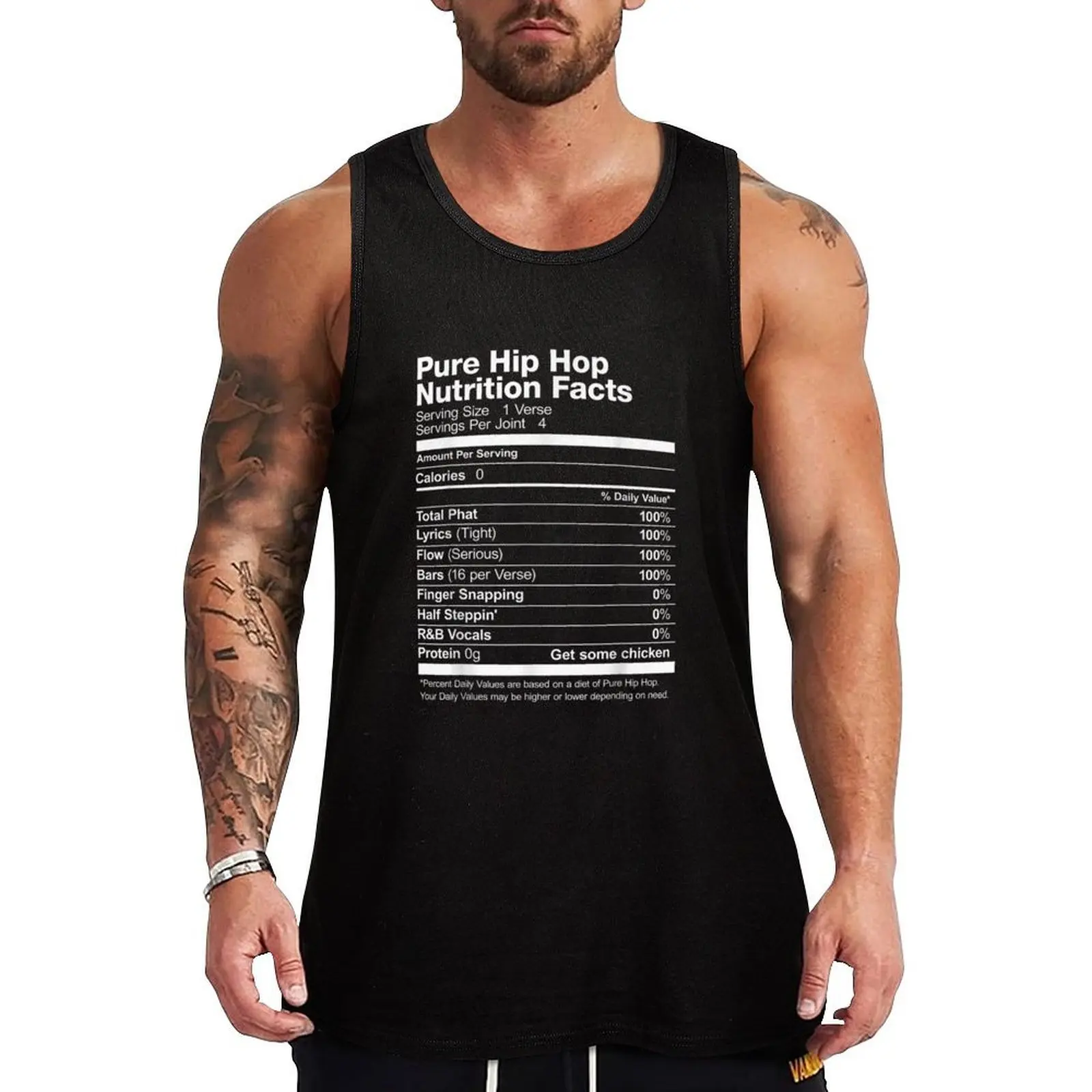 Camiseta sin mangas Pure Hip-Hop Nutrition Facts, camiseta sin mangas para entrenamiento, camiseta ajustada para gimnasio