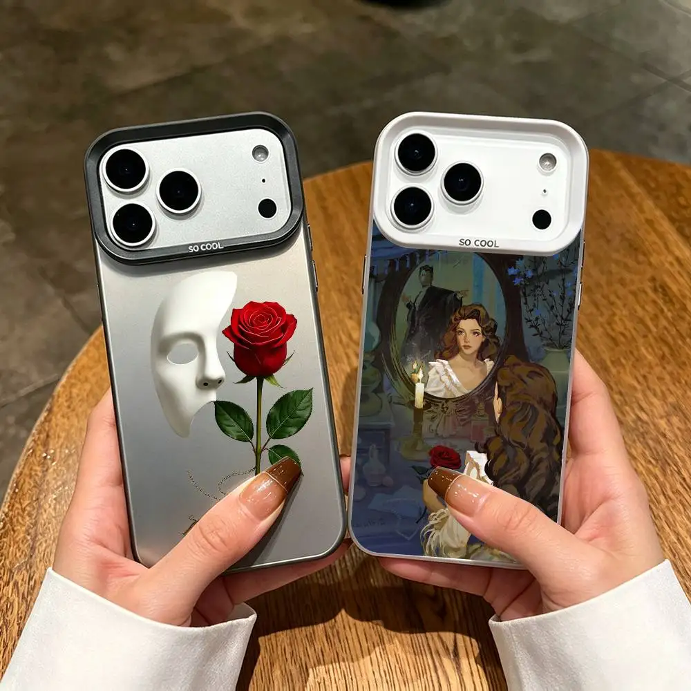 Classic Movie The Phantom of the Opera Phone Case For iPhone 17,16,15,14,13,12Plus,Pro Max,XS,Colored Silver Plated Inside Cover