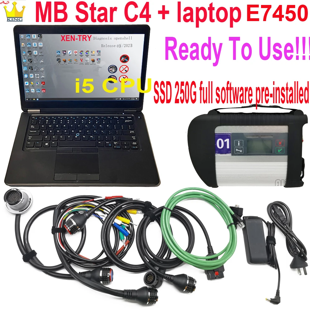 

V09.2023 ЛУЧШИЙ полночиповый мультиплексор MB STAR C4 с WIFI MB SD Connect c4 Compact 4, ноутбук DE LL E7450 i5, диагностический инструмент для процессора