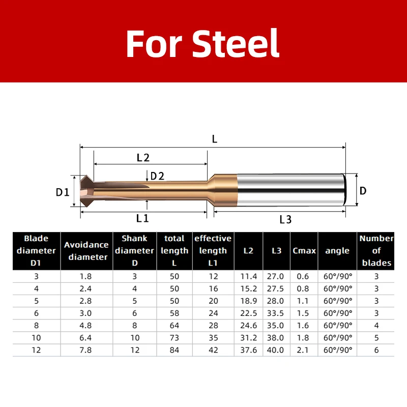 Tungsten Steel Carbides 90° Upper And Lower Inner Hole Chamfering Milling Cutter CNC Double-Sided T-Shaped Tool