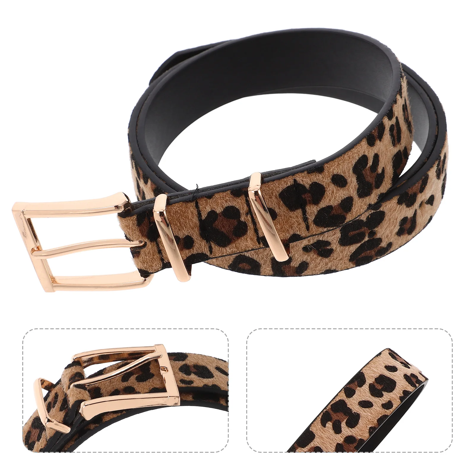 

Womens Leopard Print Belt Yellow Faux Adjustable Waist Belt Trendy Pattern for Dresses Jeans Party