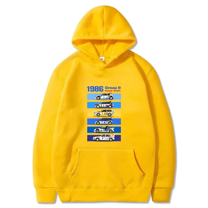 New Men\'s Hoody 1986 Group B RALLY CARS Print Hoodie Hot Sale Men Women Vintage Casual Sweatshirt Unisex Long Sleeve Pullovers