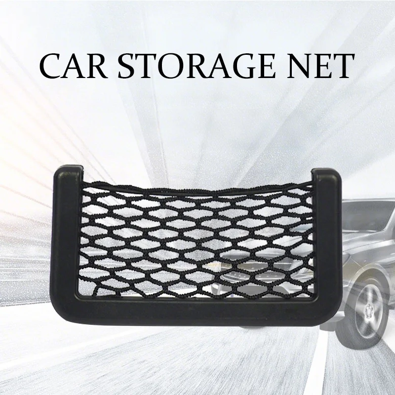 Saco de armazenamento do carro net organizador malha bolso suporte do telefone net assento automático lado interior volta diversos bolso acessórios un