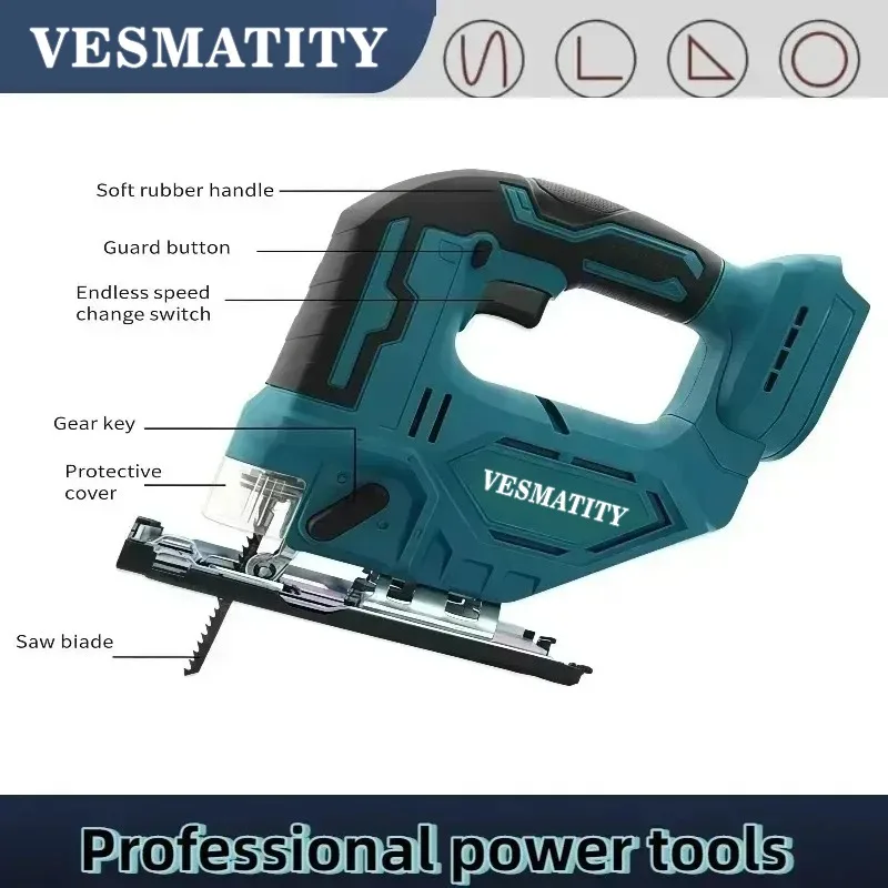 DJV182Z 340W Brushless Jigsaw with Saw Blade Cordless Barrel Handle Portable Carpenter Power Tool For Makita Battery view 4