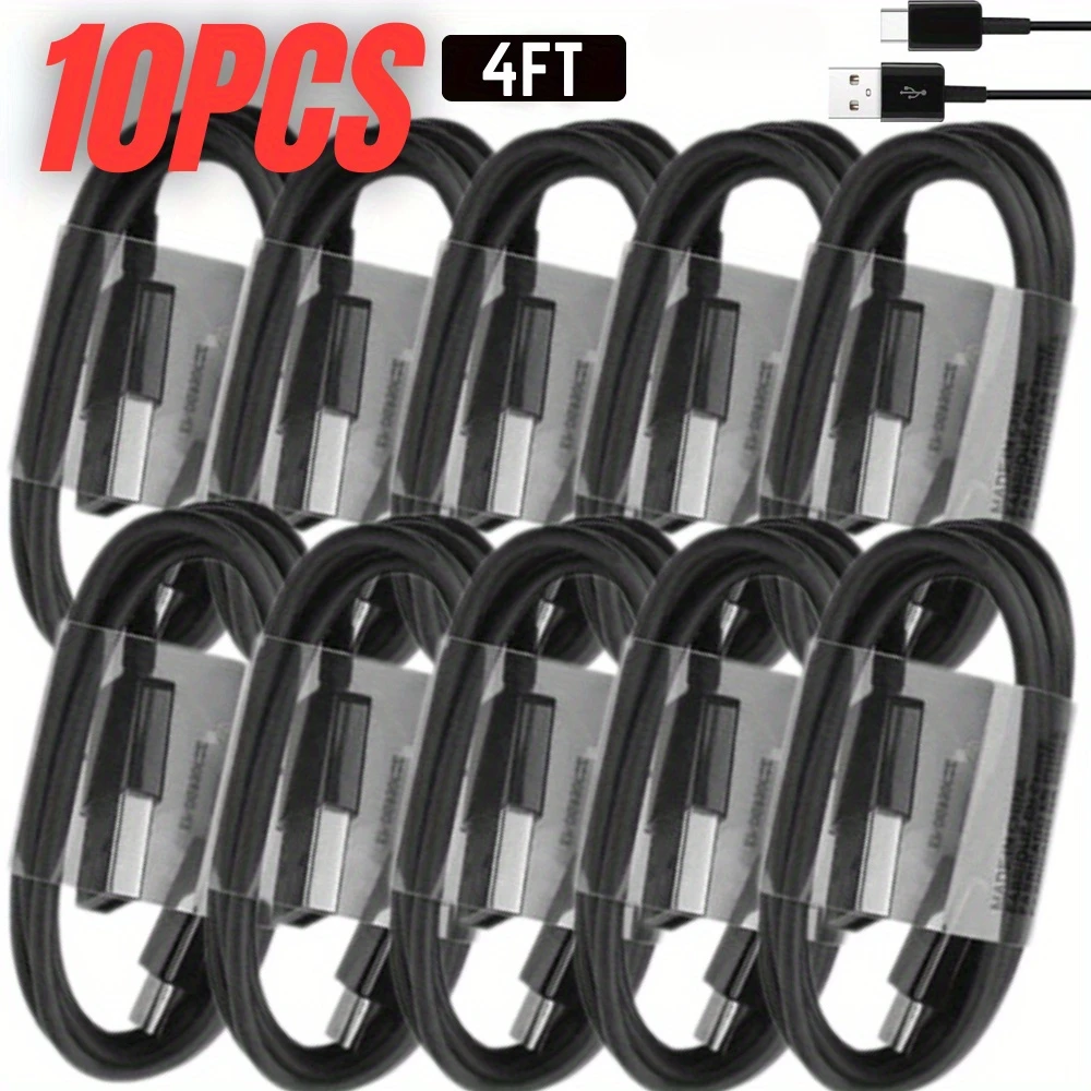 

MFIGlGK 10pcs Type C Rapid Charger Android Fast Charging USB C Cable Data Cord 4ft Data Charger Cable Cord for For Galaxy Lot