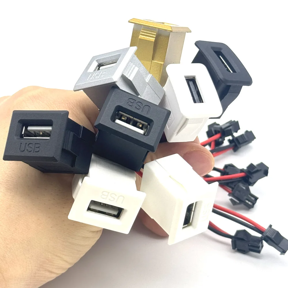 1/3pcs USB Female Base USB-3 single layer Socket USB A Charging Socket Power Socket with Cable Connector Buck Module