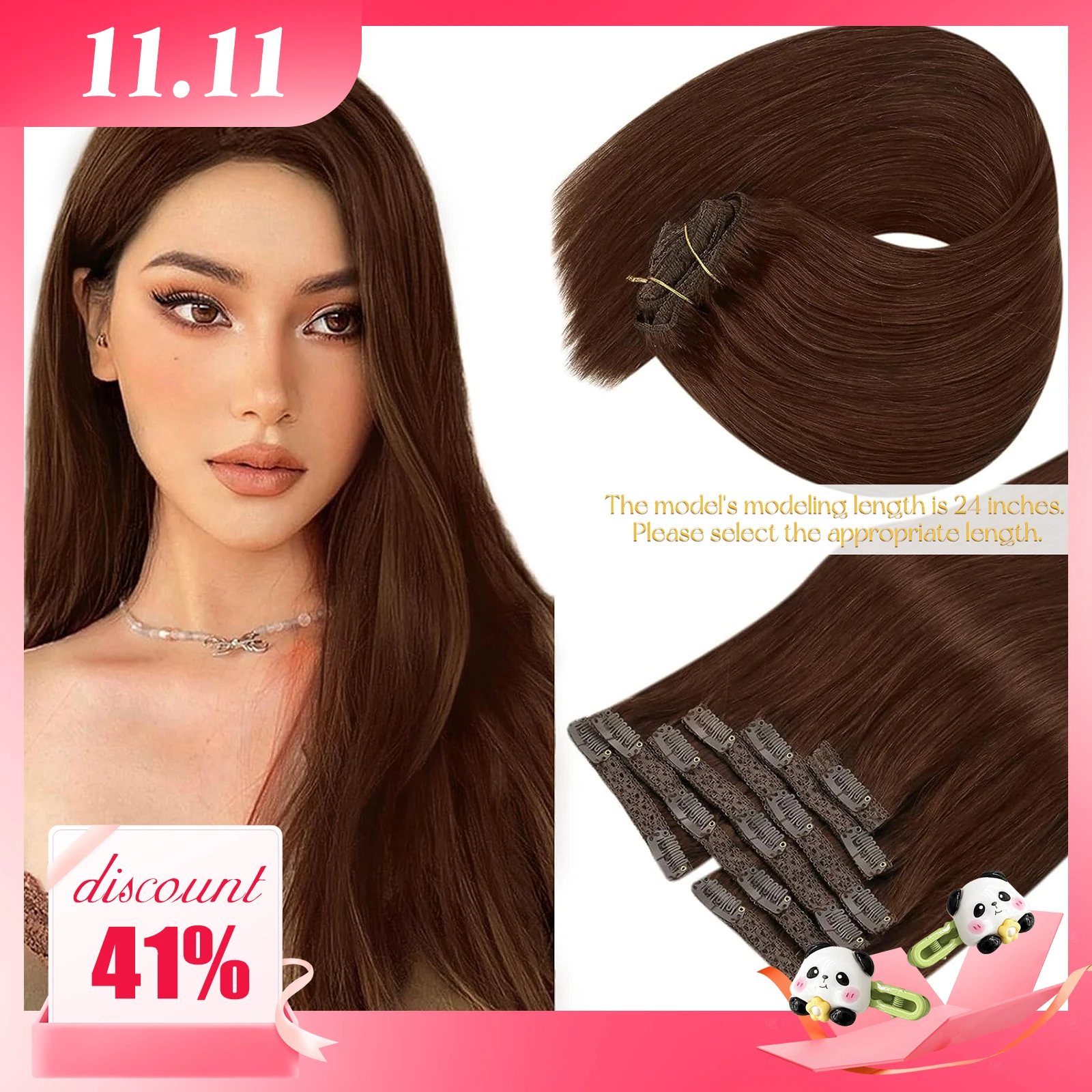 VeSunny волосы для наращивания на заколках