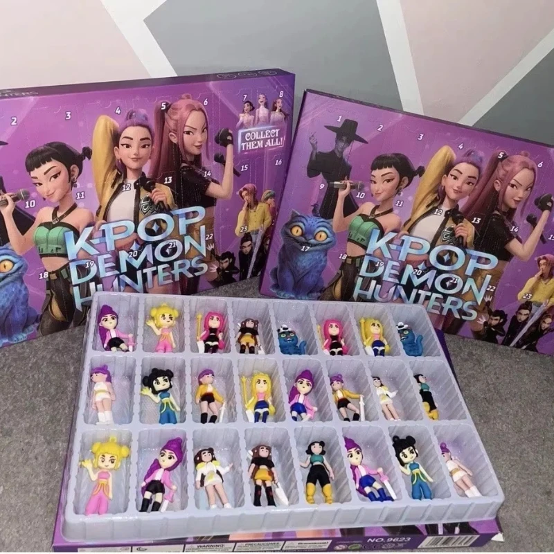 Охотники на демонов Kpop Аниме Адвент-календарь 24 дня сюрпризов Уникальный рождественский подарок с брелками для фанатов Модная игрушка в глухой коробке