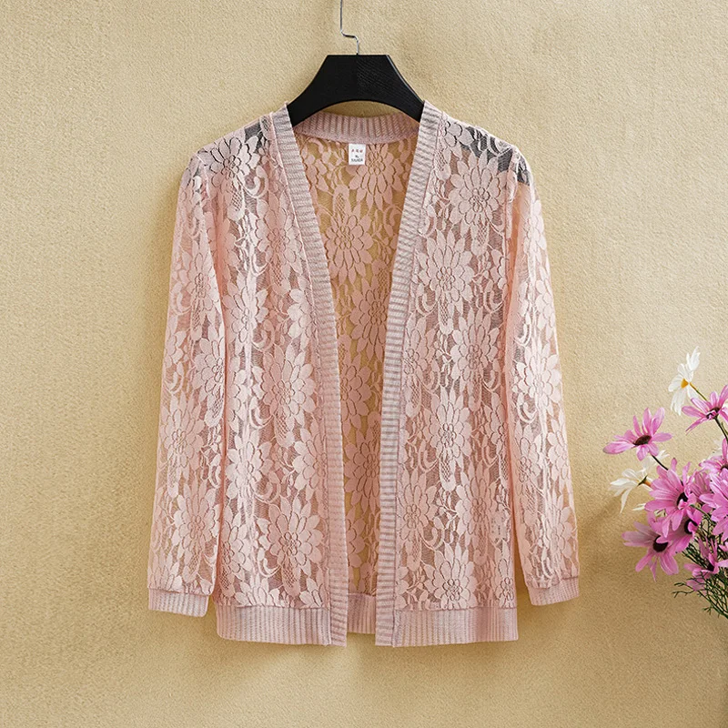 Women Temperament Cardigan Summer Thin Coat Half Sleeve Bolero Shrugs Elegant Lace Crochet Embroidered Shrug Sun-proof Tops