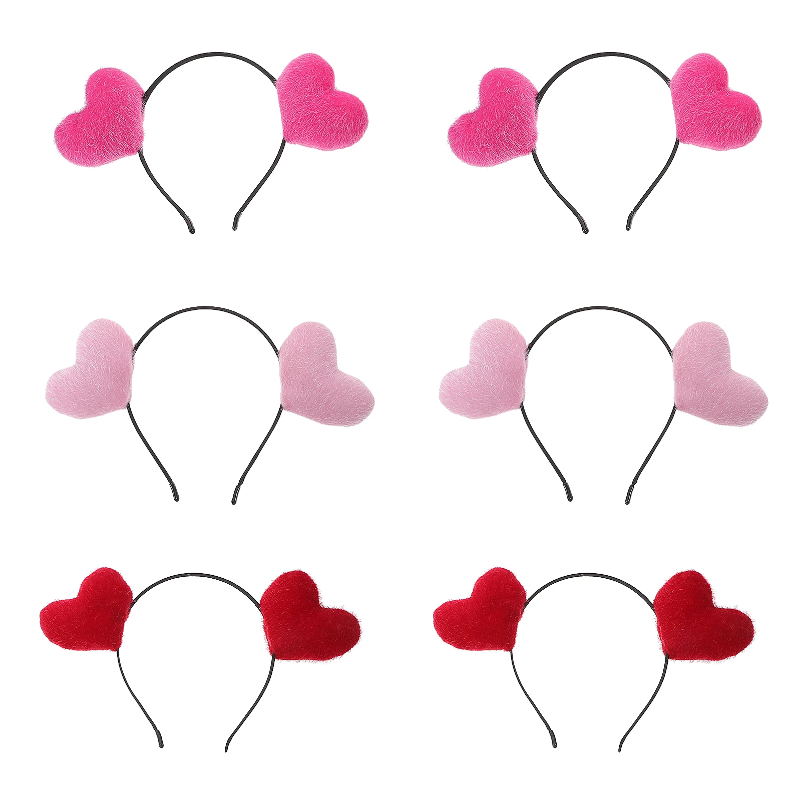 

6pcs Heart Shaped Headband Rosy Hair Accessories Girls Headwear Fashion Breathable Comfortable Valentine Day Events Hairstyling
