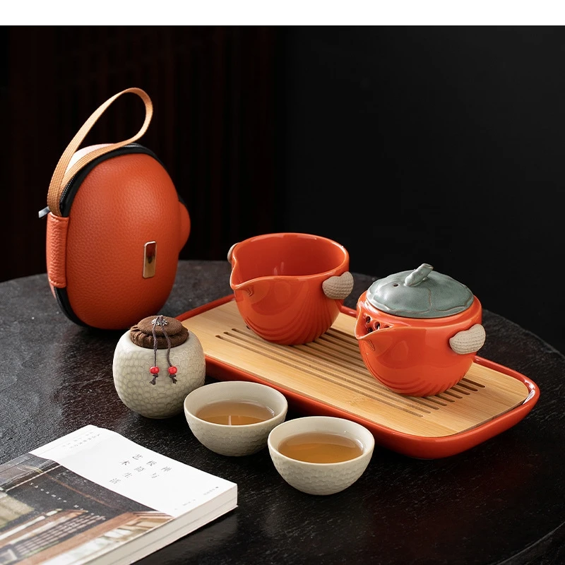 

Outdoor Travel Tea Set Portable Ceramic Kung Fu Office Teapot Chinese Ceremony Accessories Friend Gifts
