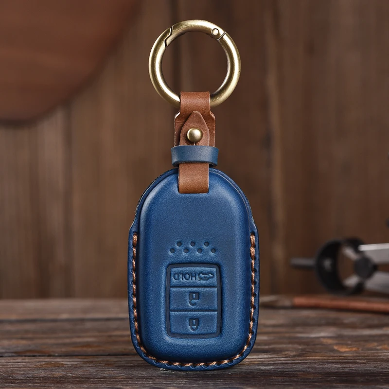 Genuine Leather Protector For Honda CRV HRV XRV CR-V Crider Pilot Fit Freed Vezel Odyssey Key Case Cover Fob