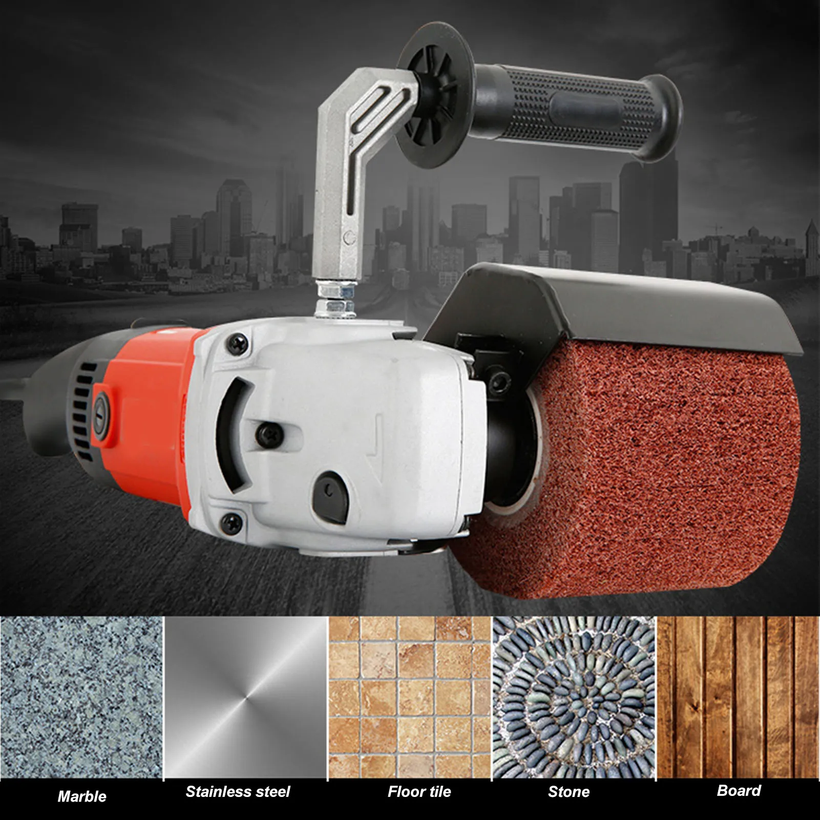 

Burnishing Polishing Machine 1400W 6 Gear Dual Handle Handheld Electric Sander Polisher with 3 Wheels