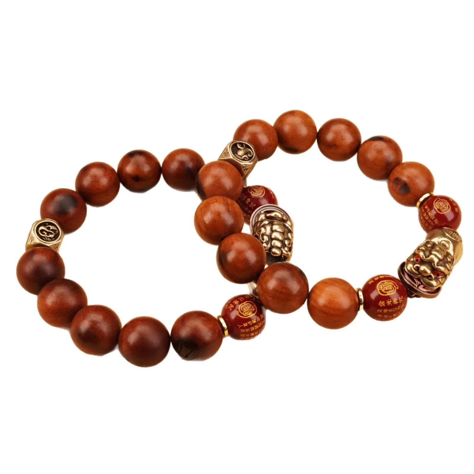 Lightning Strike Jujube Wood Charred Magnetic Suction Bracelet Rich Pixiu Taoist Hand String Cinnabar Golden Light God's Spell