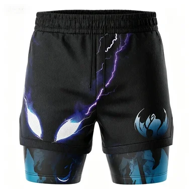Double-layer Gauze Shorts, Dark Style, Fitness Quick-dry Pants