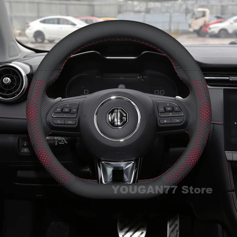 

Leather Car Steering Wheel Cover For MG ZS HS MG5 MG6 MG 3 5 6 Cyberster D type Auto Steering Wheel MG Interior Accessories