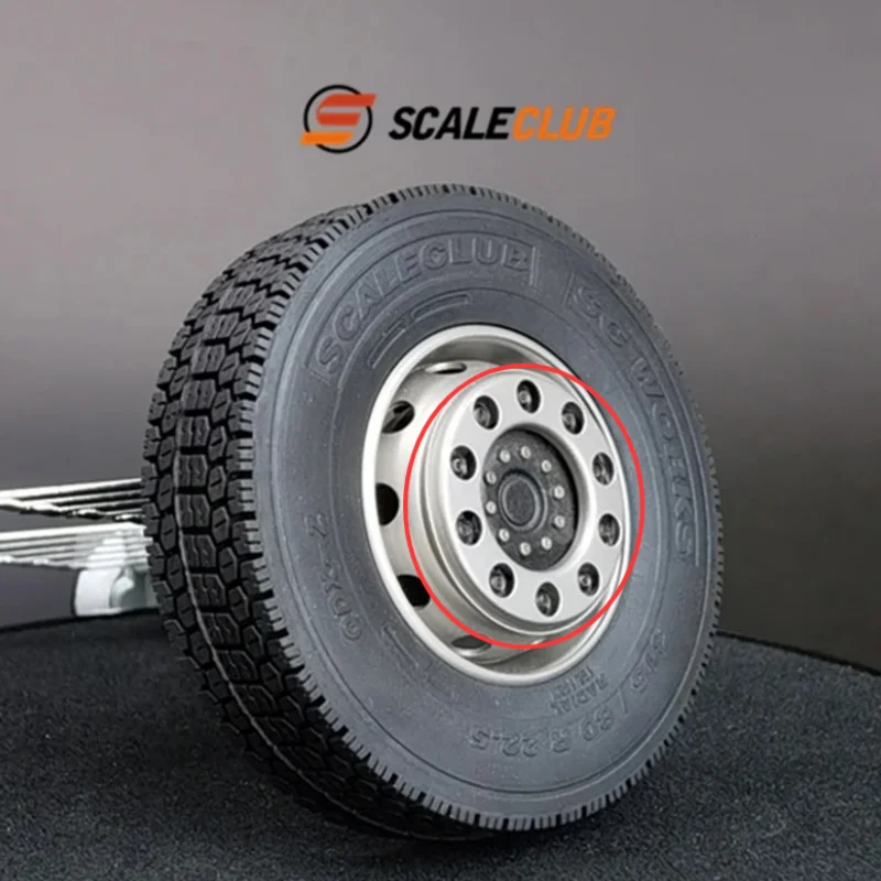 1 Paar Scaleclub Metall-Vorderradnaben-Felgenhalter 1:14 für Tamiya, Scania, Man, Actros, Volvo Autoteile, RC-LKW, Anhänger, Kipper – Detail 3