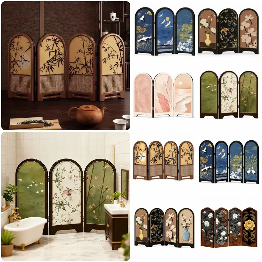 Multicolor Miniature Folding Screen Tri-fold Quadruple Fold Chinese Retro Desktop Scene Layout Model Photo Props Small Size