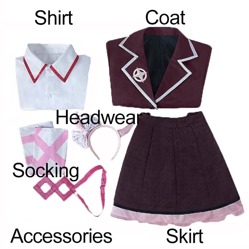 Game Danganronpa Cosplay Utsugi Kotoko Costume Women JK School Uniform Suit Skirt Headwear Halloween Carnival Outfit with Wig