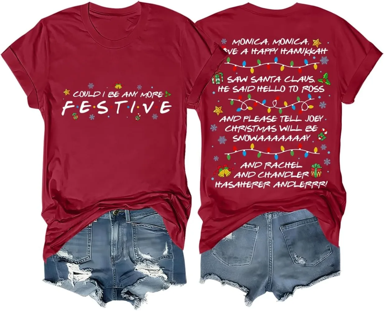 قمصان عيد الميلاد المضحكة ربما تذهب فقط إلى جينجل بعض الطريق تي شيرت، جلجل بعض الطريق الخامس الرقبة تيز #1