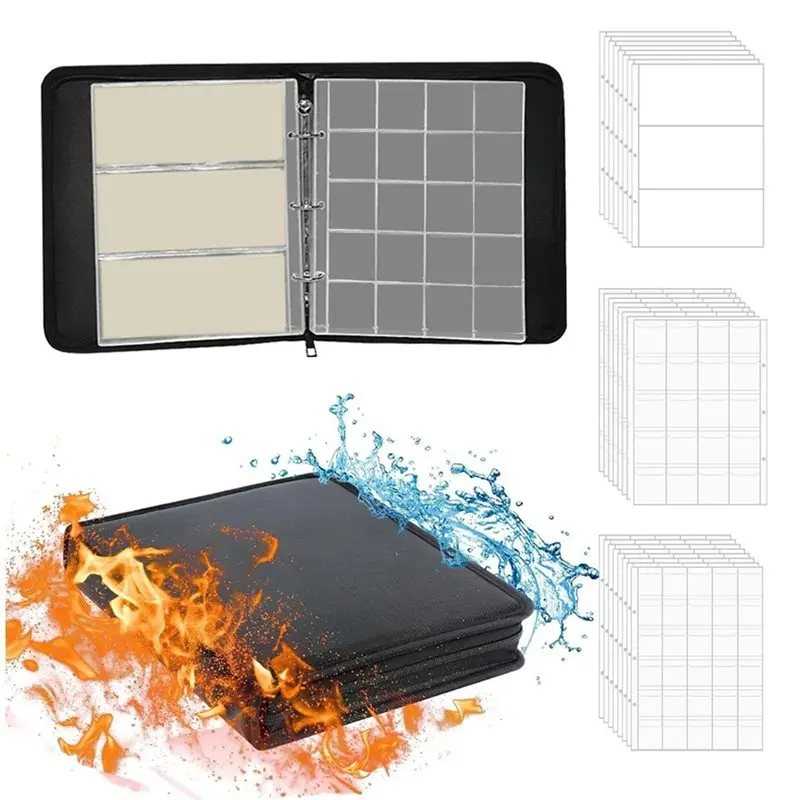 ABKQ-360 Pocket Coin Organiser Sleeve Album Fireproof Coin Collection Bookends Money Clip For Collection Supplies