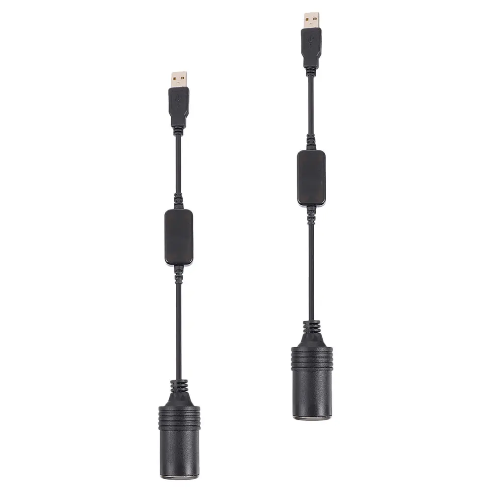 

2pcs Car Power Converter Cigarette Lighter Adapter USB Female to 12V Plug Black Charging Port Converters