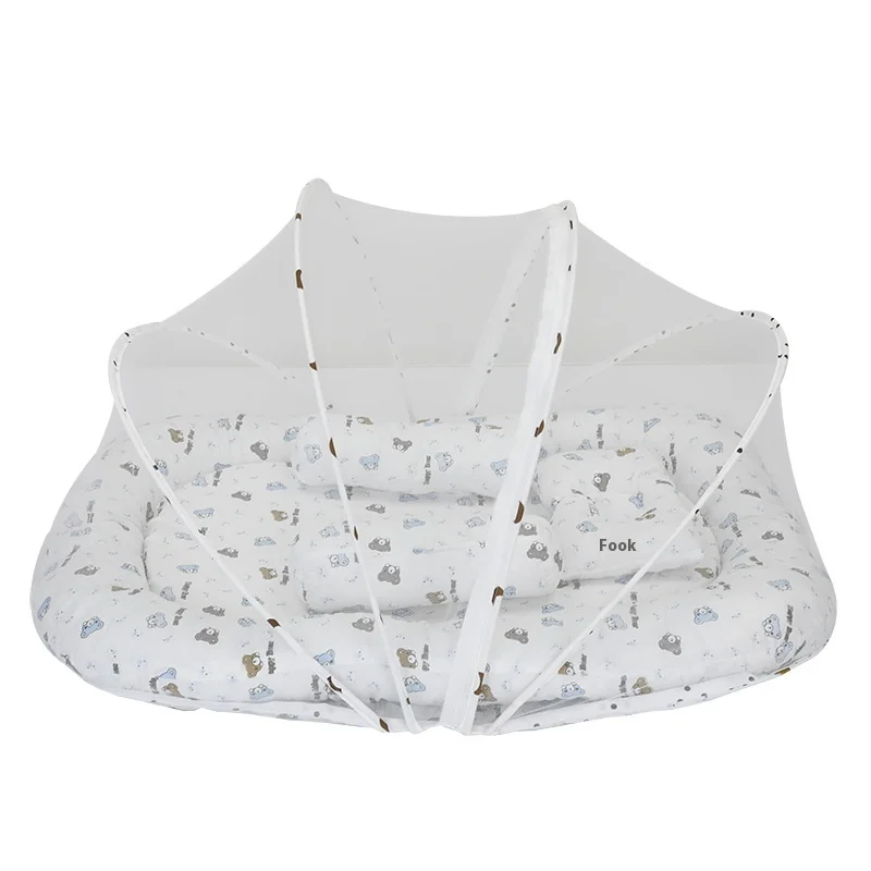 

Infant Bed Shaped Spine Pillow Portable Mid-Bed Newborn Crib Baby Anti-Pressure Soothing Crib Mosquito Net Bedroom Hospital Park