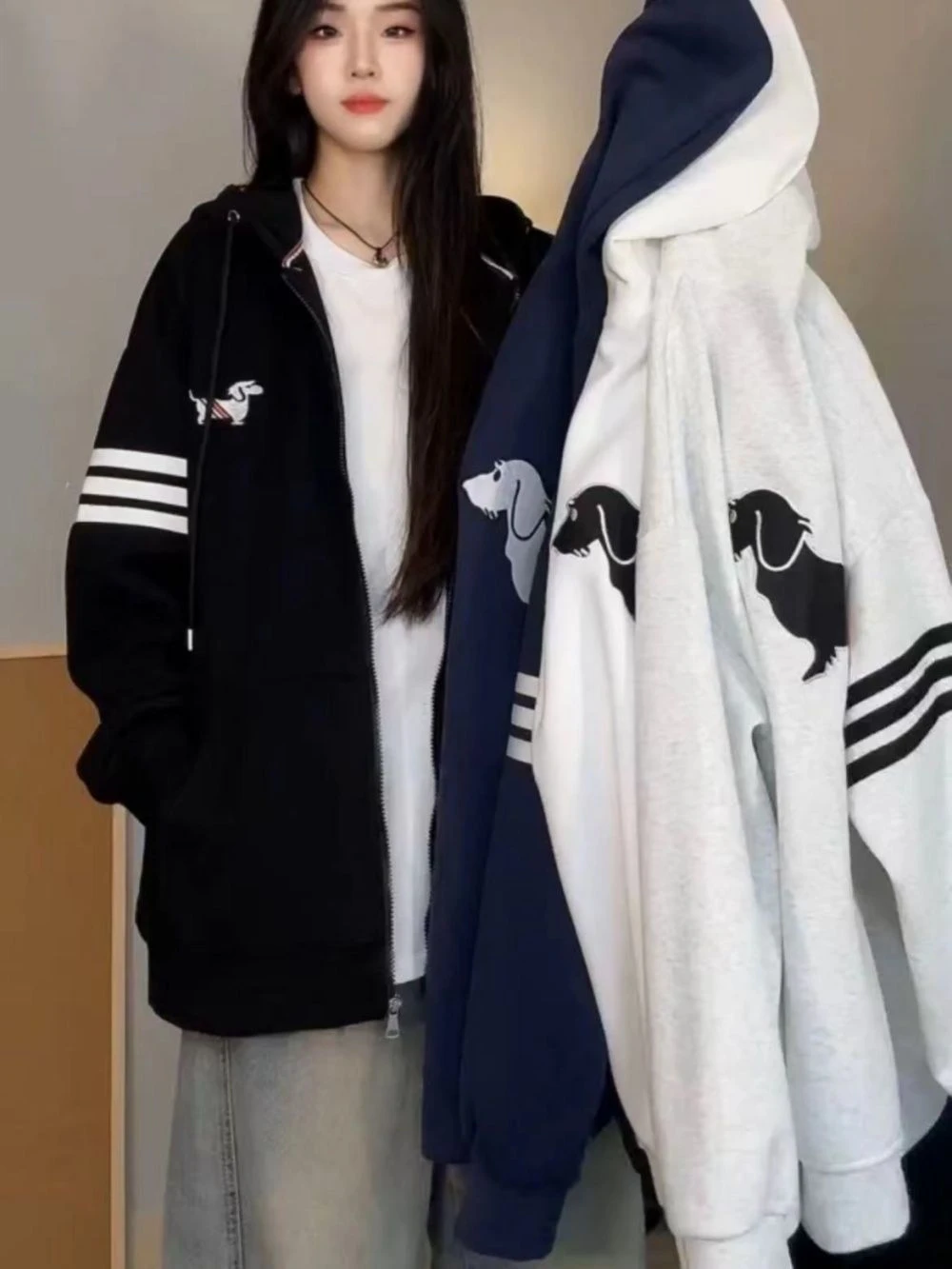 

Trendy Brand Women's Loose Fit Zipper Hoodie Spring Autumn 2025 New American Retro Print Sweatshirt Casual Outerwear