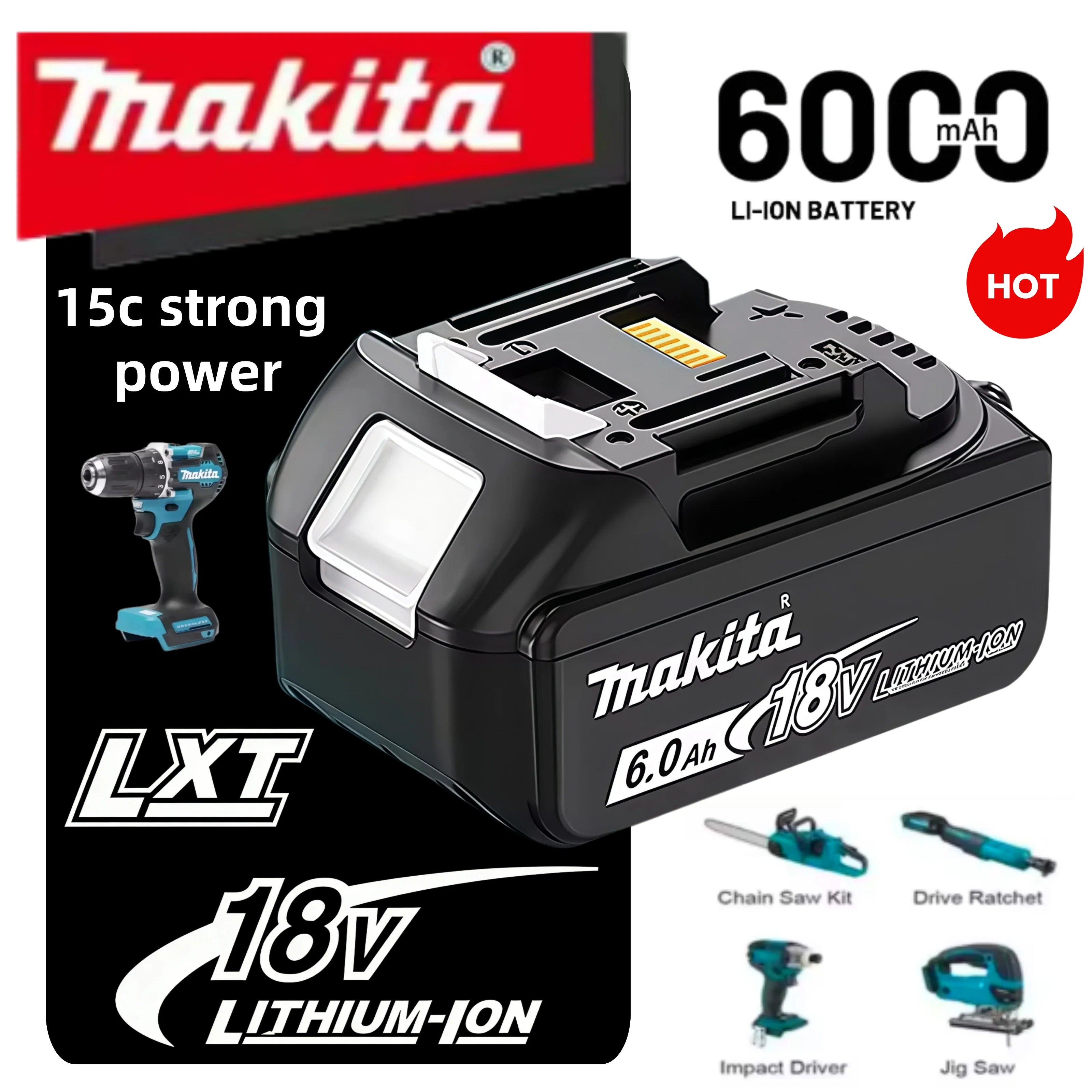 

Оригинальный аккумулятор Makita 6000 мАч, популярный аккумулятор для инструментов 18В, совместимый с DHR202 DJV182 DDF487 DTW700 DGA404 DTD173