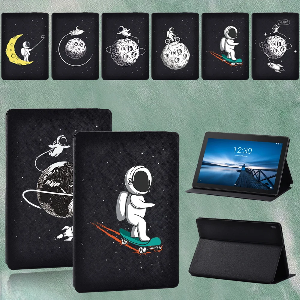 

Tablet Case for Lenovo Tab M10 FHD Plus/Tab M10 10.1 TB-X605F/Tab E10 10.1 TB-X104F TB-X104L Astronaut Print Leather Stand Cover