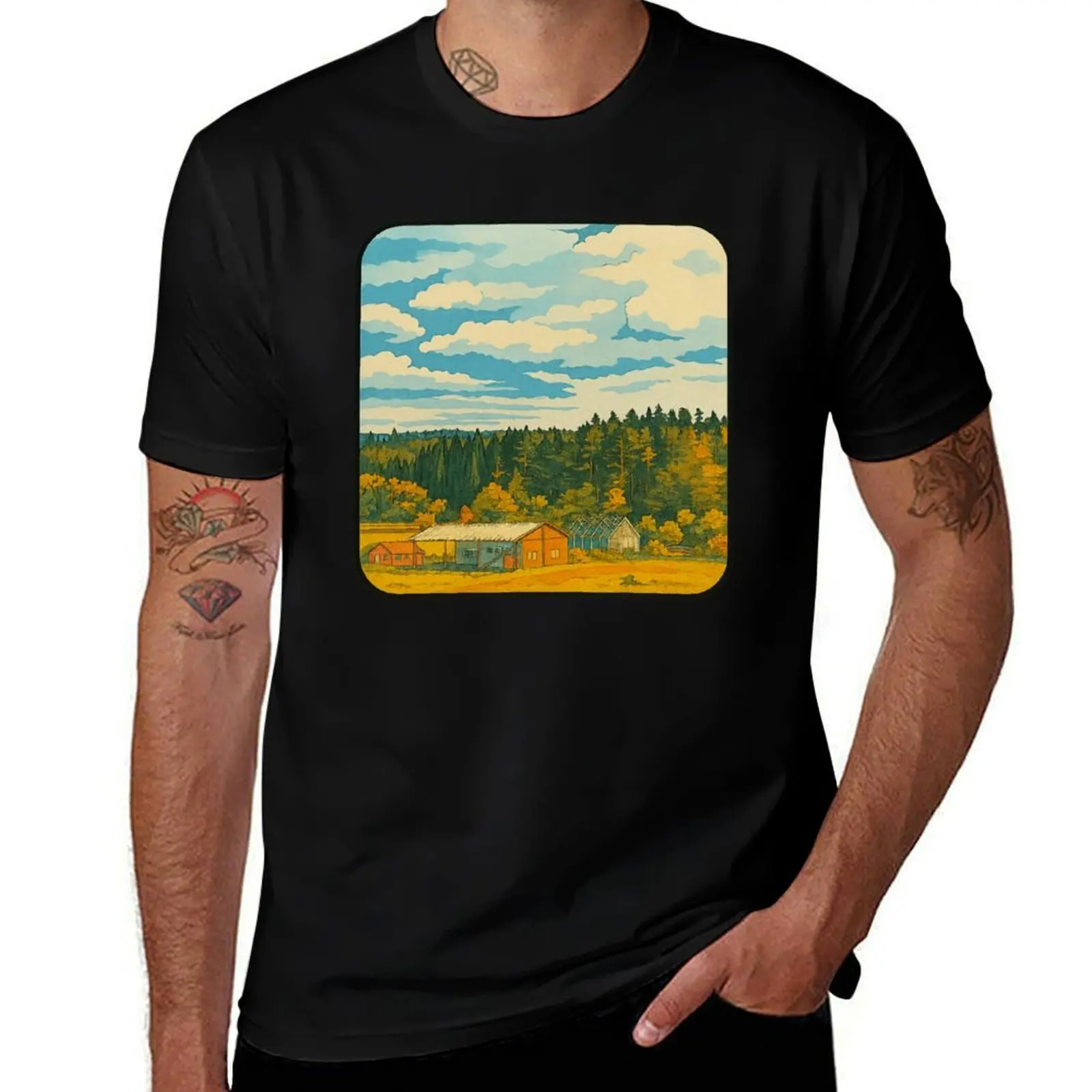

Hokkaido Countryside Rustic Autumn Pastoral - Tranquil Nature T-Shirt quick drying oversized t shirt men
