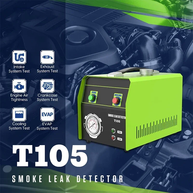 

T105 Car Smoke Leak Detector Oil Pipe Leak Locator EVAP System Smoke Leakage Tester Exhaust Gas Analyzer Tool For Car