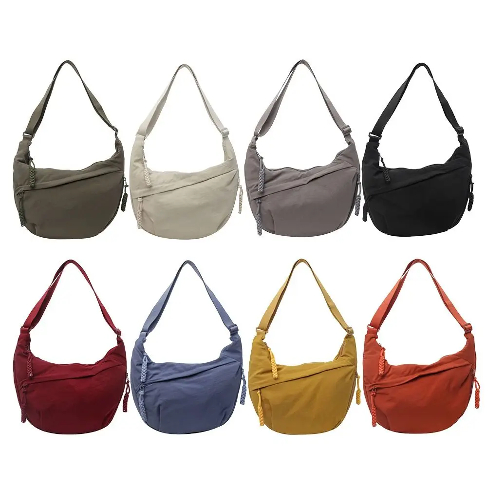 Tas Selempang Kanvas Baru Tas Bahu Kapasitas Besar Sederhana Korea Tas Travel Ringan Warna Polos