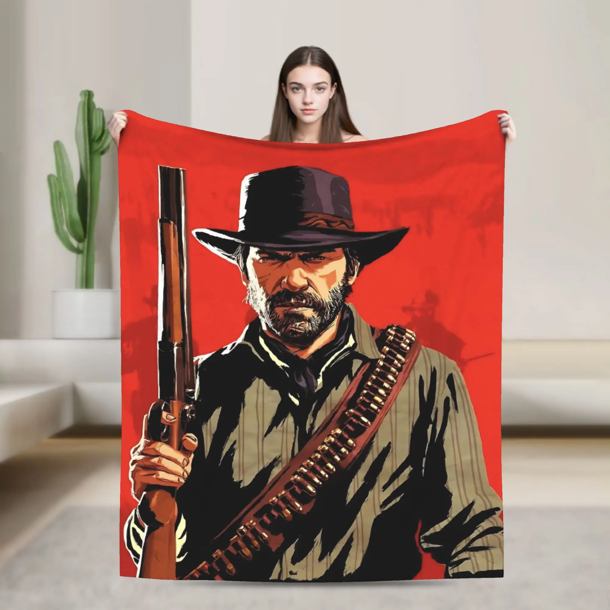 Couverture Red Dead Redemption en flanelle, textile décoratif, Arthur Morgan, couverture portable ultra-douce pour la maison, le bureau, la couette