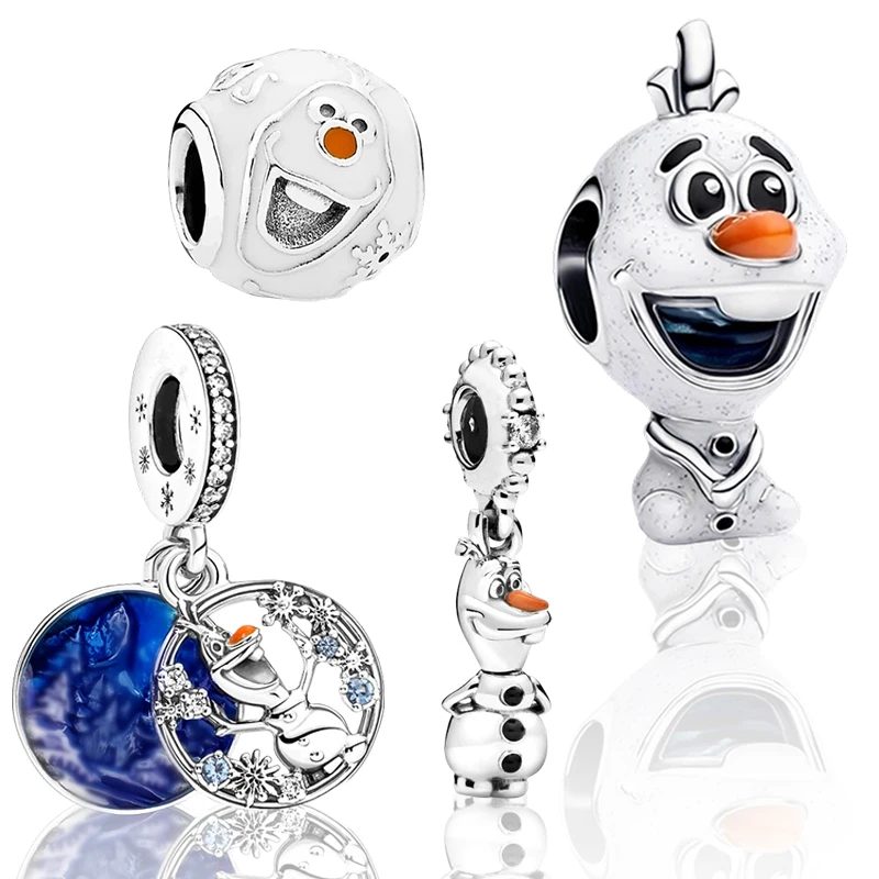 

Hot Sale Disney Frozen Olaf Charm Beads Dangle Original Snake Fit Silver Bracelet Necklace Beads For Diy Jewelry Women Gift
