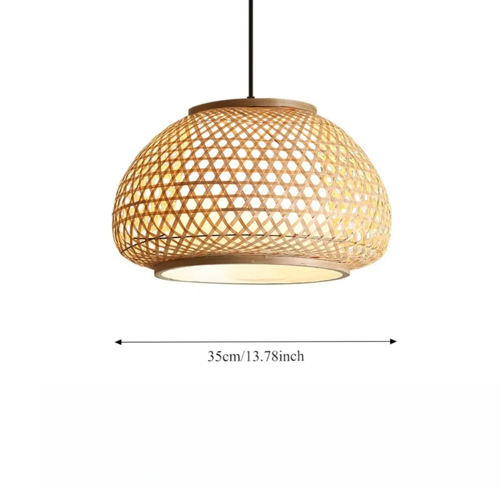 JOYINLED lampe en bambou japonaise tissée à la main lampes suspendues naturelles décorations d'étoiles avec hauteur réglable conception de ferme Dia.35cm